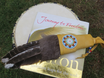 Drum, book & feather